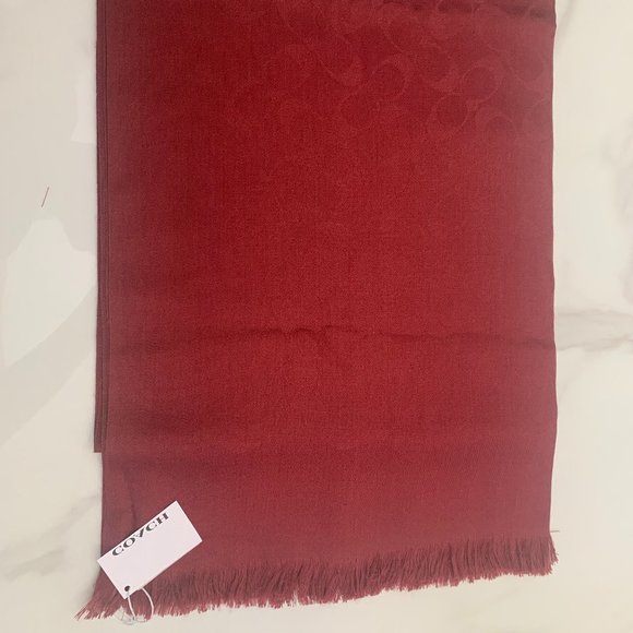 COACH RED SIGNATURE C WRAP/WOOL & SILK - Picture 2 of 3